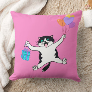 Spielend Kissenpaare Katzendekoration Bright Pink Kissen