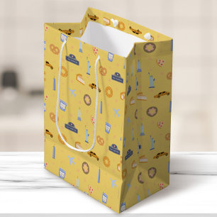 Spielend New York City Pattern Mustard Yellow Mittlere Geschenktüte