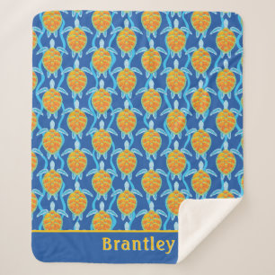 Spielend Orange Blue Sea Turtle Design Sherpadecke