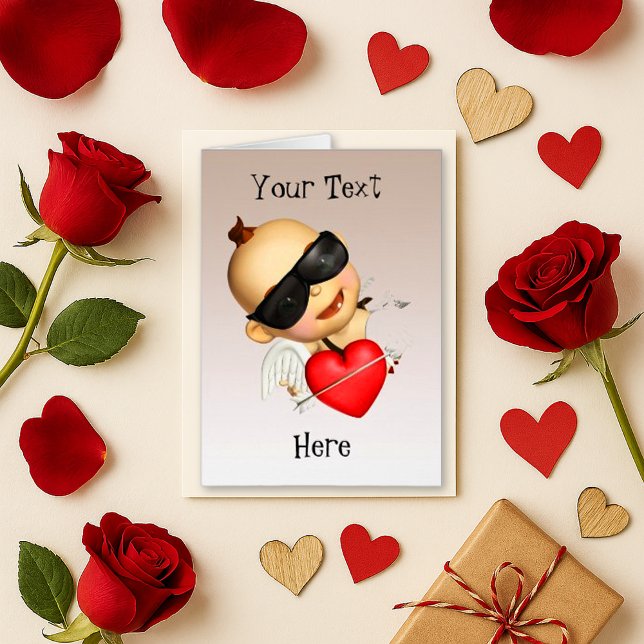 Spielend Pink Cartoon Cupid Herzkarte (Von Creator hochgeladen)