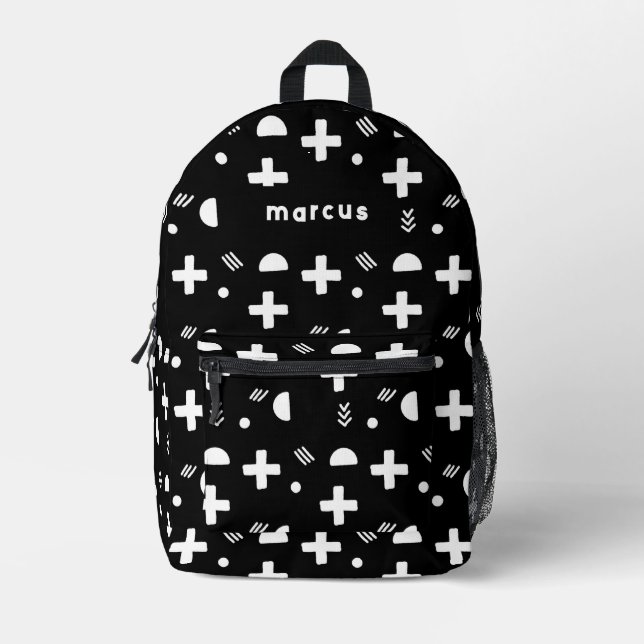 Spielend schwarz-weiß mit/-name bedruckter rucksack (Vorderseite)
