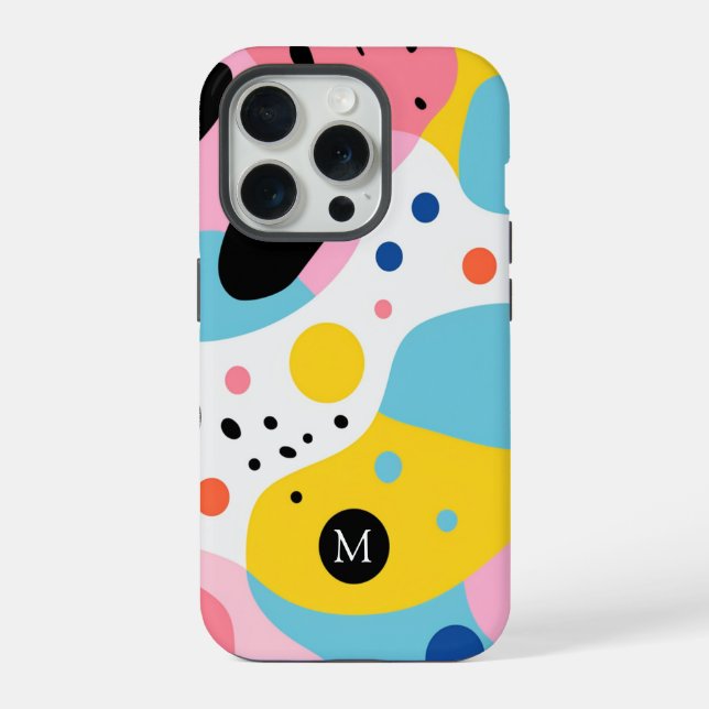 Spielende Bio Formen| Monogramm iPhone 15 Pro Hülle (Rückseite)