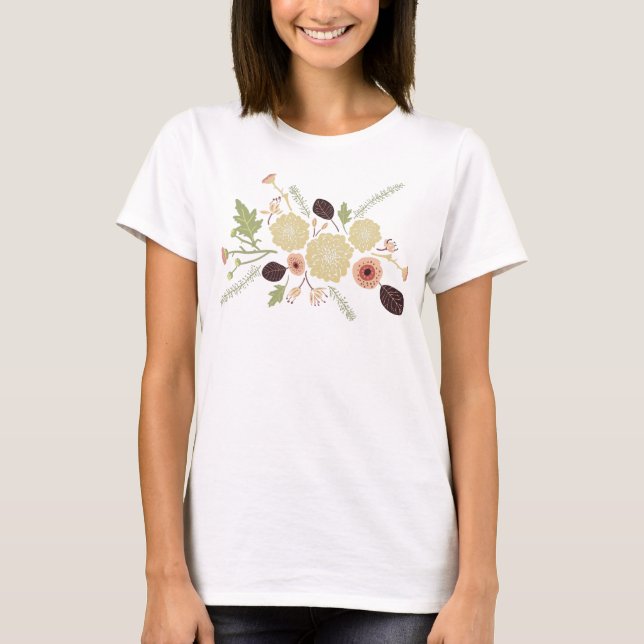 Spielende Blume mit Blumenpfirsichgrün T-Shirt (Vorderseite)