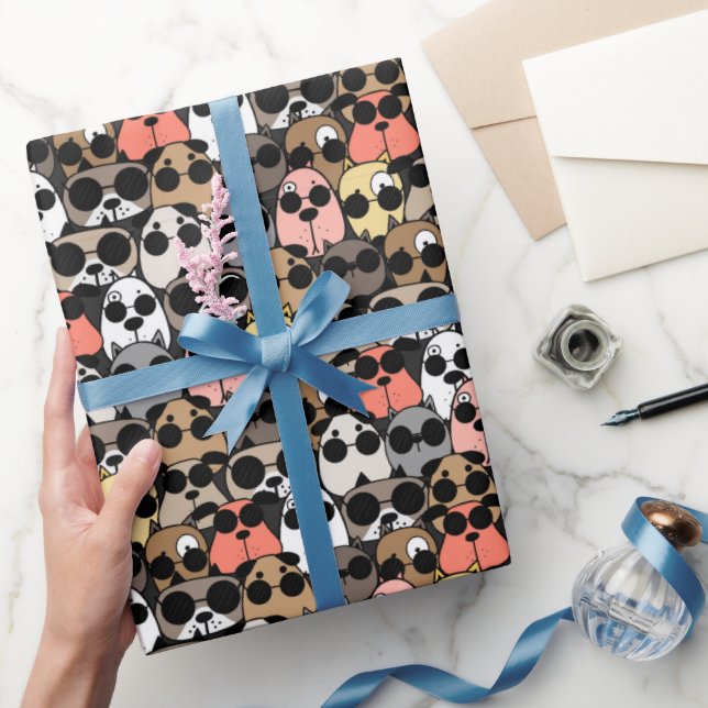 Spielende Cartoon Hunde Geschenkpapier (Schenken)