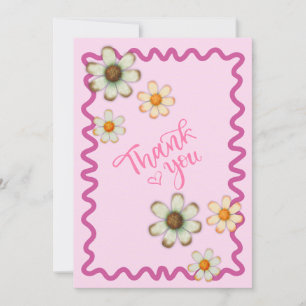 Spielende Daisy Danke Card - rosa Blumendesign