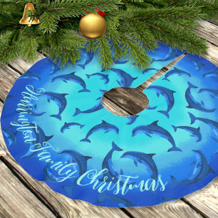Spielende Delfine Personalisierter Tropischer Baum Polyester Weihnachtsbaumdecke