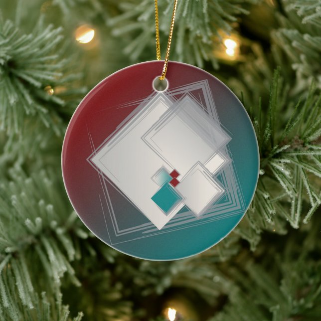 Spielende Fibonacci-Quadrate Keramik Ornament (Baum)