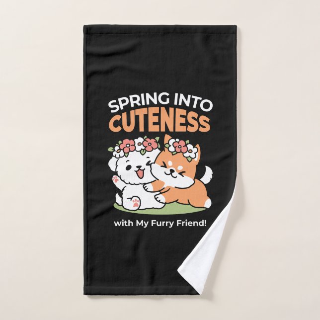 Spielende Hunde mit Blume Kronen - Fun Spring Them Handtuch (Handtuch)