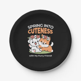 Spielende Hunde mit Blume Kronen - Fun Spring Them Pappteller