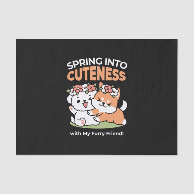 Spielende Hunde mit Blume Kronen - Fun Spring Them Seidenpapier (Vorderseite)