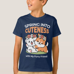 Spielende Hunde mit Blume Kronen - Fun Spring Them T-Shirt