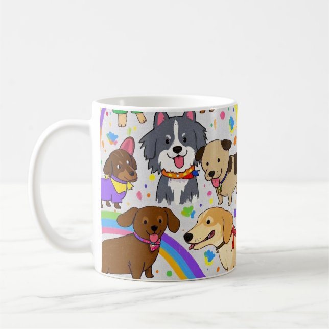 Spielende Hunde Welpen Kaffeetasse (Links)