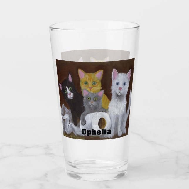 Spielende Kätzchen Glas (Vorderseite)