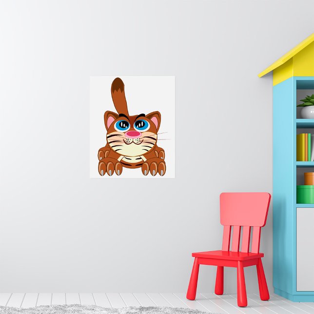 Spielende Katze mit Big Blue Eyes Fun Whimsical Ki Poster (Von Creator hochgeladen)