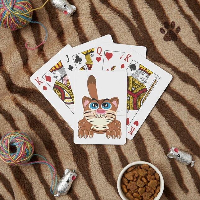 Spielende Katze mit Big Blue Eyes Fun Whimsical Ki Spielkarten (Von Creator hochgeladen)