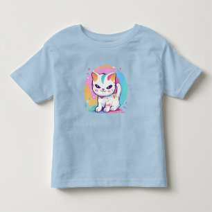 Spielende Katze mit farbenfrohen Spots Kleinkind T-shirt