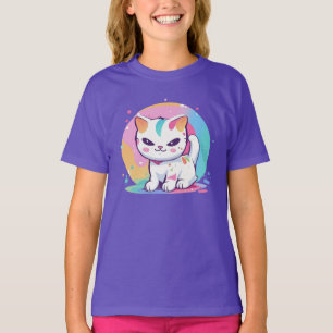 Spielende Katze mit farbenfrohen Spots T-Shirt
