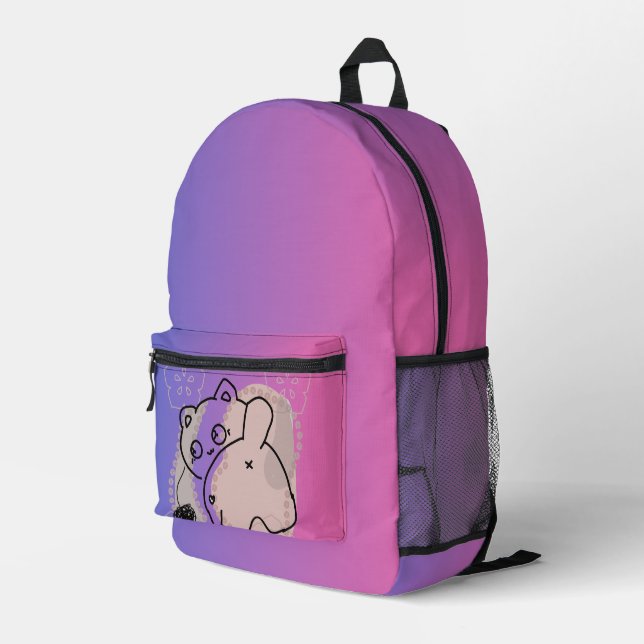 Spielende Katze mit Garn Bedruckter Rucksack (Rückseitige Ecke Rechts)