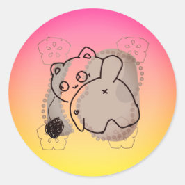 Spielende Katze mit Garn Runder Aufkleber