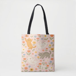 Spielende Katzen und Blume Totbeutel - Adorable Pi Tasche