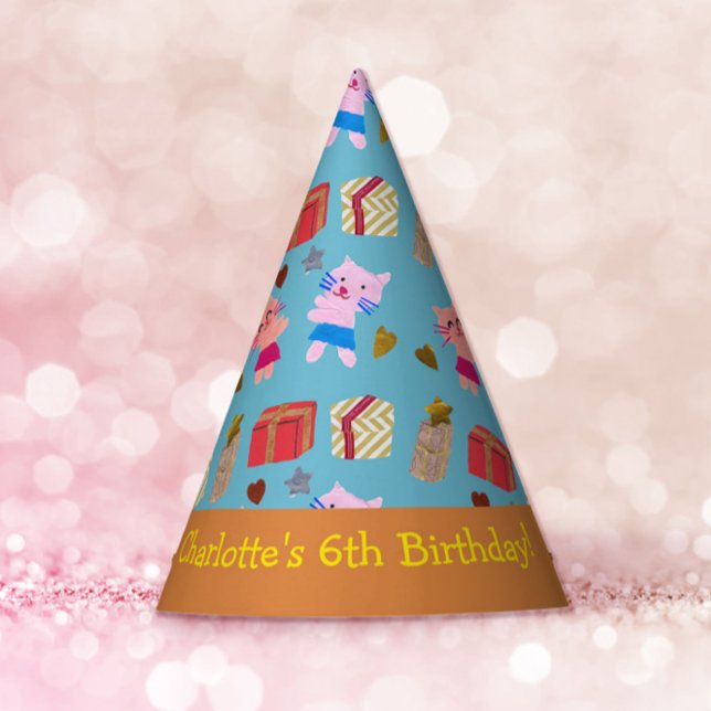 Spielende Katzen und Geschenke Blue Orange Kinderg Partyhütchen (Von Creator hochgeladen)