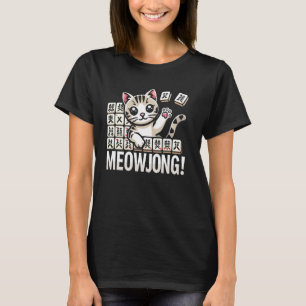 Spielende Mahjong-Kacheln Meowjong Katze Kätzchen T-Shirt