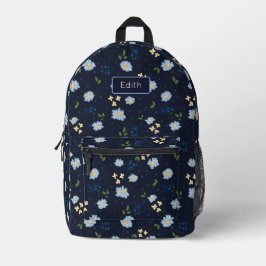 Spielende Marine und blaue Blume mit Namen Bedruckter Rucksack