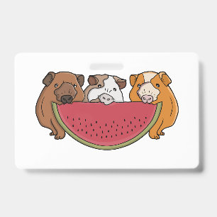 Spielende Meerschweinchen und Wassermelonen-Illust Ausweis