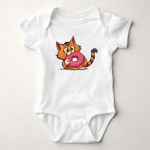 Spielende Orange Tabby Katze mit Donut Baby Bodysu Strampler