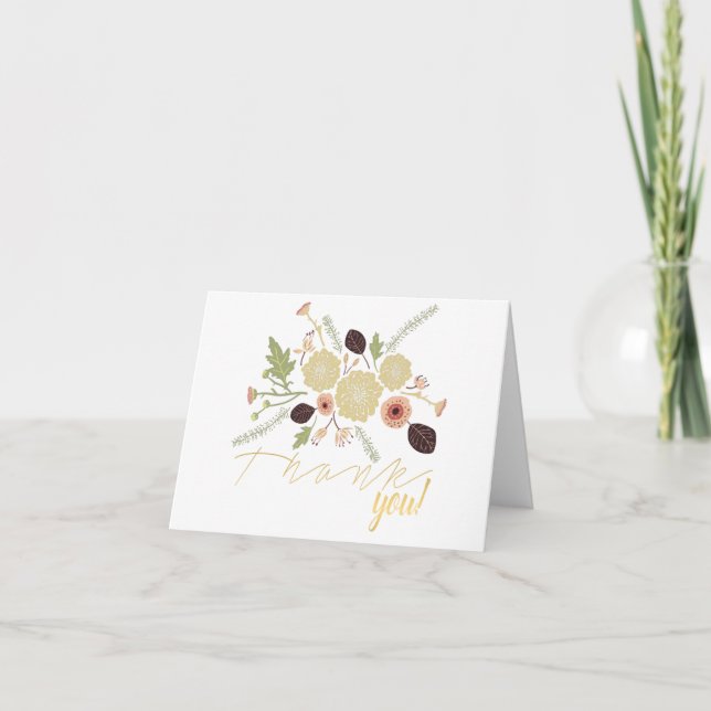 Spielende Peach Cream Whimsical Motif Blume Dankeskarte (Vorderseite)