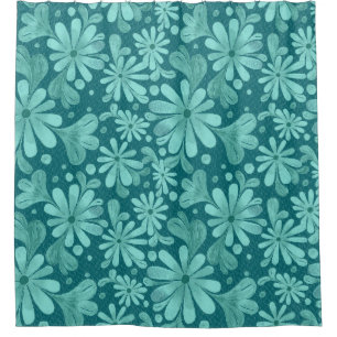 Spielende Petals in Aqua und Aquamariner Duschvorh Duschvorhang