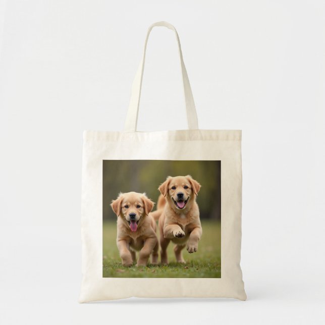 Spielende Puppy Retriever Öko Bag Tragetasche (Vorne)