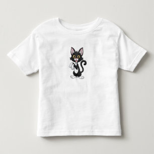 Spielende schwarze Katze mit hellgelben Augen Kleinkind T-shirt