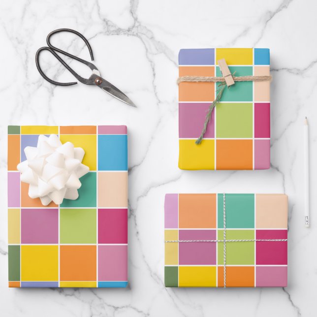 Spielende Springtime-Schachbretter Geschenkpapier Set (Vorderseite)