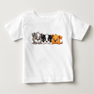 Spielende Welpen Cartoon – Lustige Hunderausdrücke Baby T-shirt