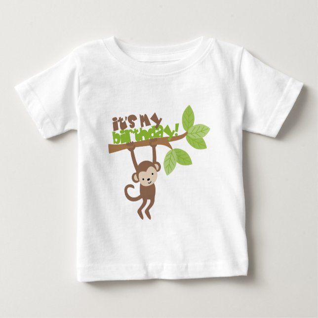 Spielender Affe Geburtstag Baby T-shirt (Vorderseite)
