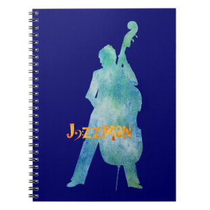 Spielender Bass-jazzman Notizblock