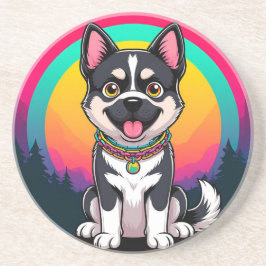 Spielender Cartoon Dog Getränkeuntersetzer
