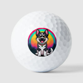 Spielender Cartoon Dog Golfball