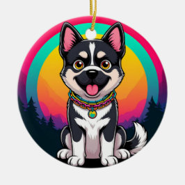 Spielender Cartoon Dog Keramik Ornament