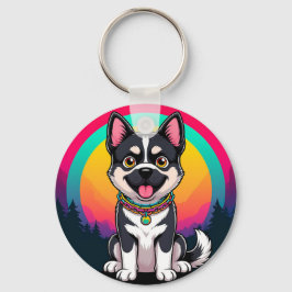Spielender Cartoon Dog Schlüsselanhänger