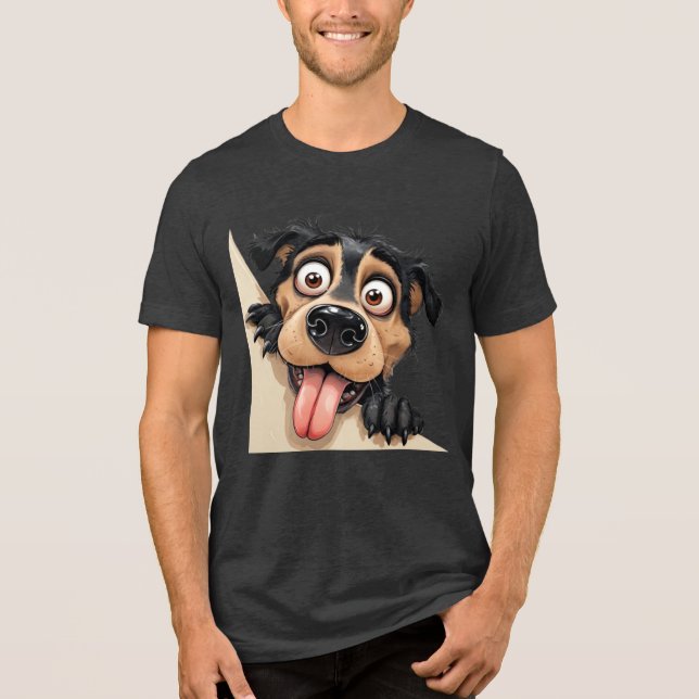 Spielender Cartoon Dog Tri-Blend Shirt (Vorderseite)