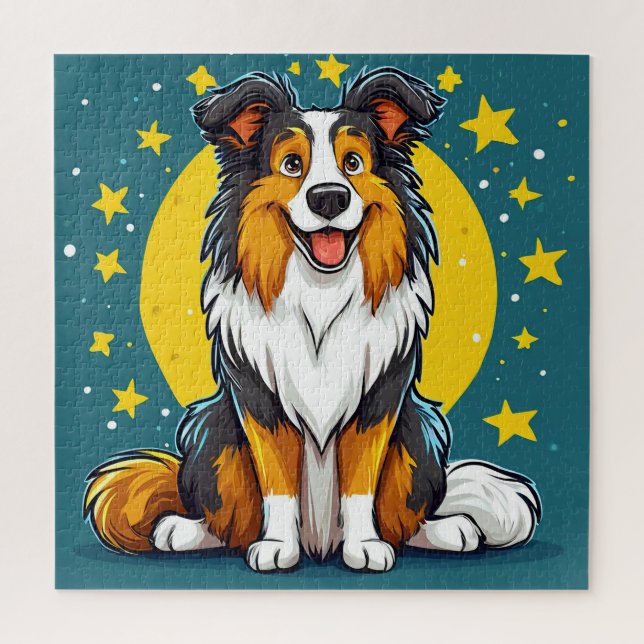 Spielender Cartoon Hund mit lebhaften Farben (Vertikal)