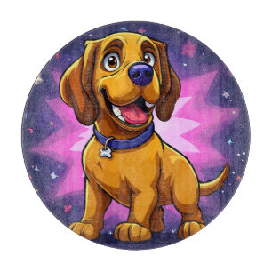 Spielender Cartoon Hund mit lebhaften Farben Schneidebrett