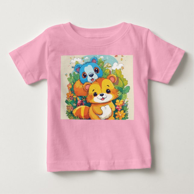 Spielender Cartoon Rosa Top für Kinder (Vorderseite)