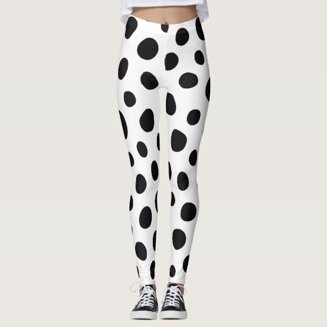 Spielender Dalmatiner Inspiriert Halloween-Punktpu Leggings (Vorderseite)