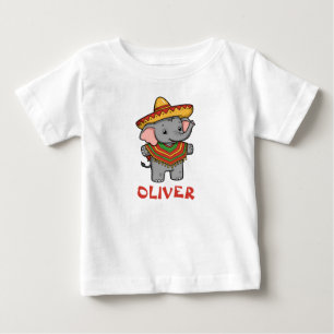 Spielender Elefant im festlichen Sombrero & Poncho Baby T-shirt