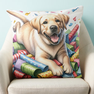 Spielender Gelbe Labrador Welppy Holiday Labrador Kissen