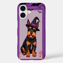 Spielender Hund mit Hexenhut iPhone 16 Hülle