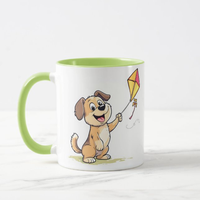 Spielender Hund mit Kitesurf-Tasse - Fun Gift for  Tasse (Links)
